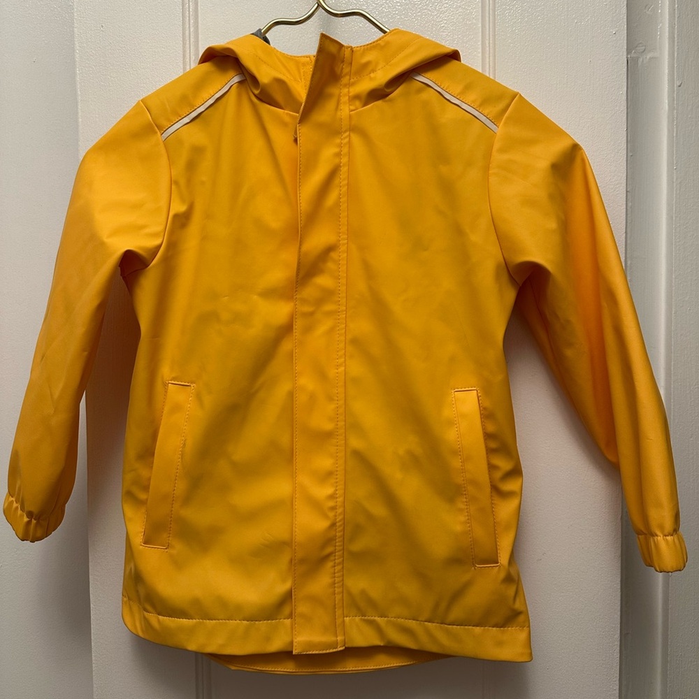 Kids Yellow Hooded Rain Jacket